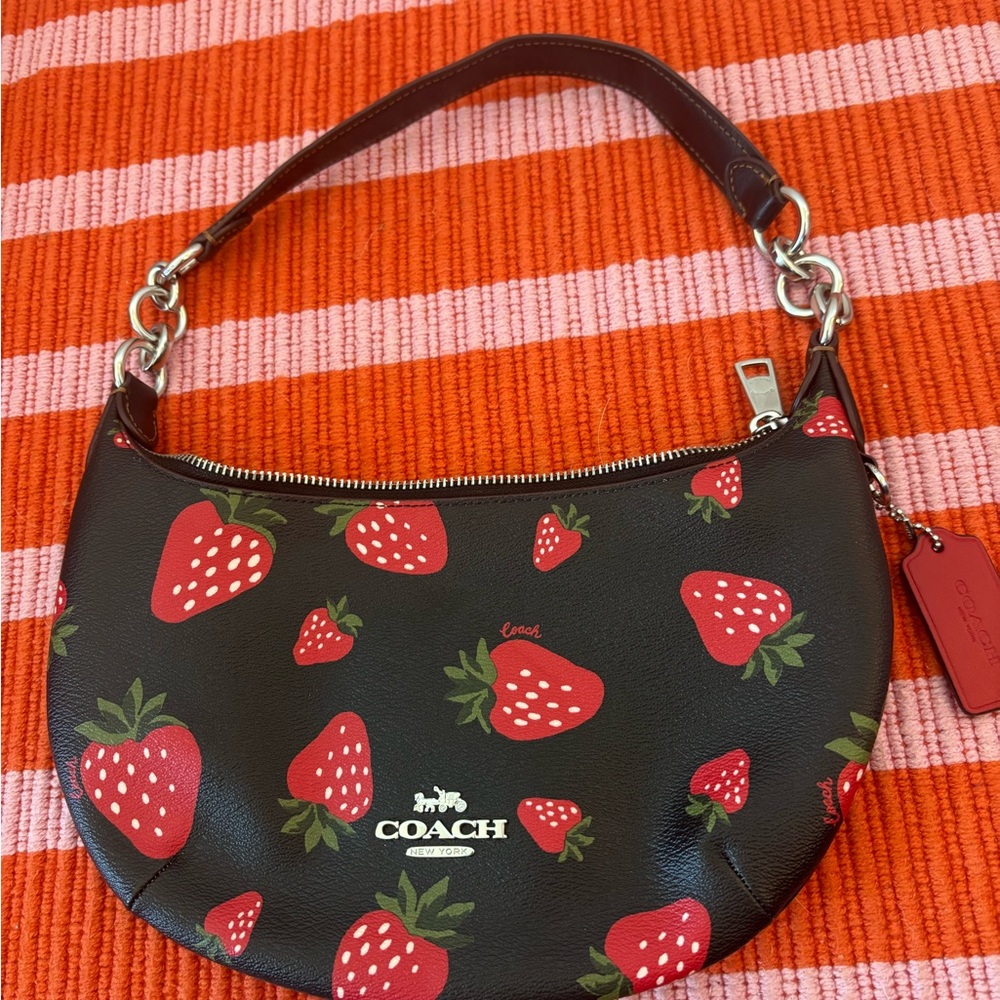 Coach Black Bag with Red Strawberry Design
